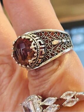 💗💗💗925 Silver Ring with natural Alexandrite gemstone, filigree size 7.5